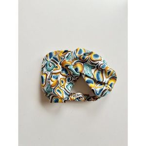 NWOT KNIX x THE BIRDS PAPAYA Blue Printed Knotted Headband, One Size